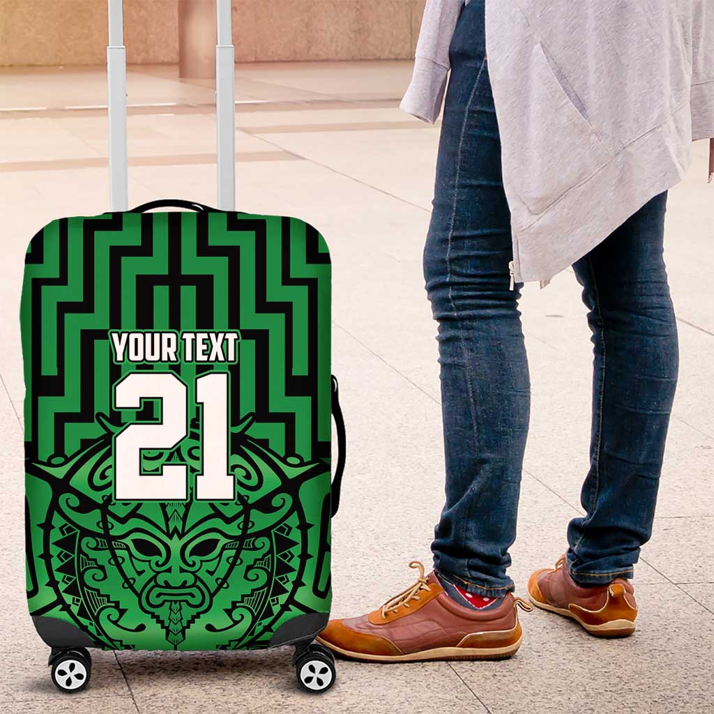 Custom Basketball New Zealand Luggage Cover Green Maori Ta Moko Indigenous - Polynesian Pride