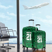 Custom Basketball New Zealand Luggage Cover Green Maori Ta Moko Indigenous - Polynesian Pride