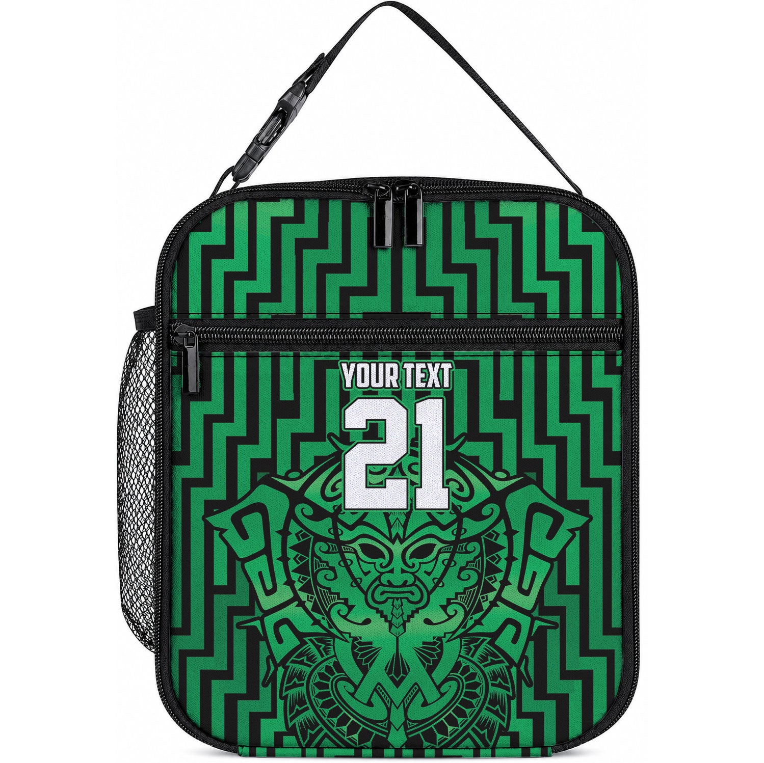 Custom Basketball New Zealand Lunch Bag Green Maori Ta Moko Indigenous LT9 10.2 × 8.3 × 4.3 inch Green - Polynesian Pride