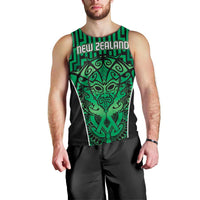 Custom Basketball New Zealand Men Tank Top Green Maori Ta Moko Indigenous - Polynesian Pride