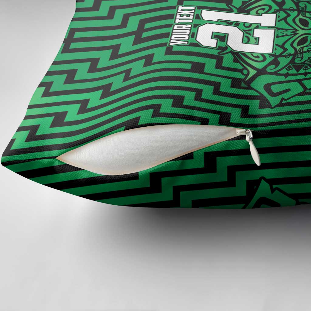 Custom Basketball New Zealand Pillow Cover Green Maori Ta Moko Indigenous - Polynesian Pride