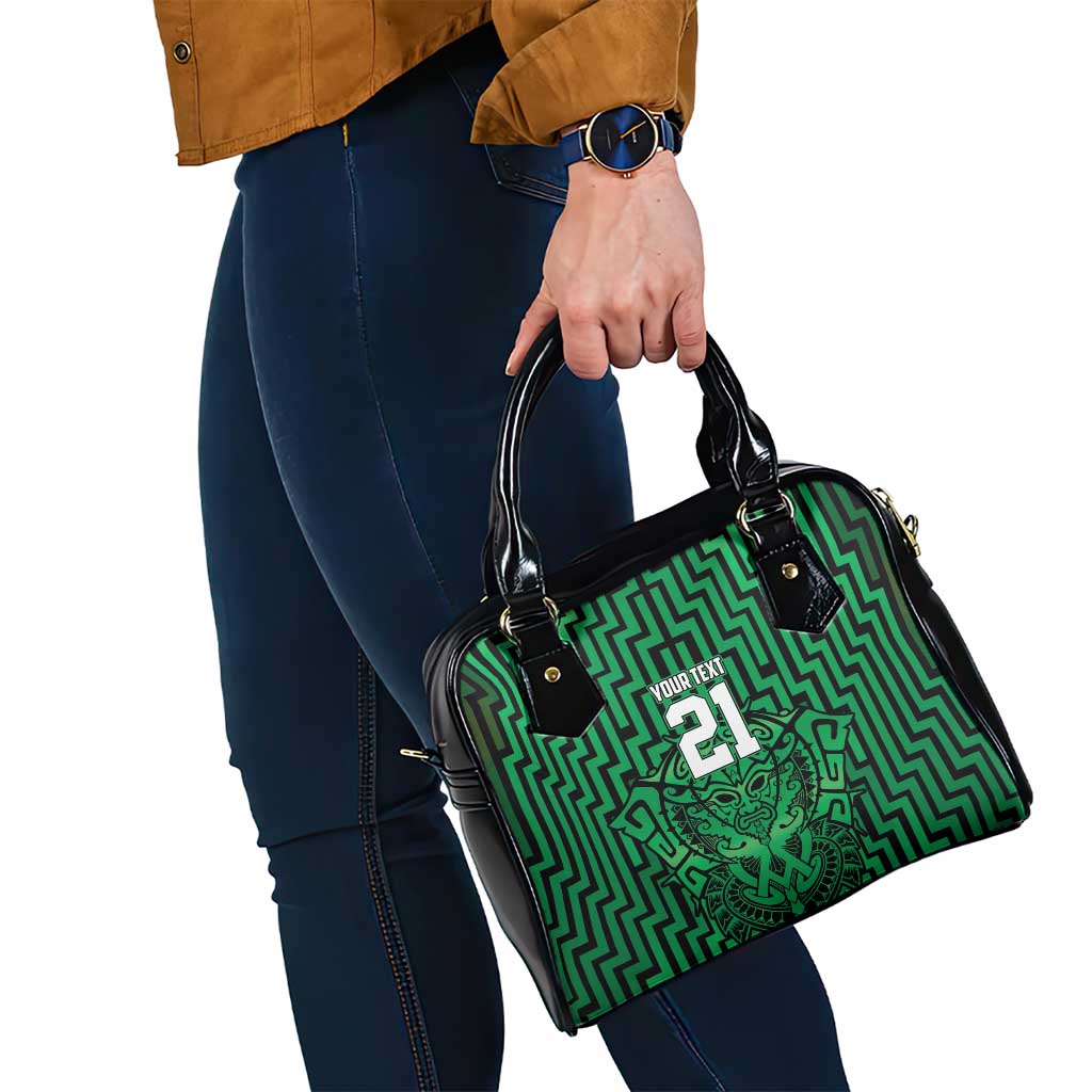 Custom Basketball New Zealand Shoulder Handbag Green Maori Ta Moko Indigenous - Polynesian Pride