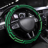 Basketball New Zealand Steering Wheel Cover Green Maori Ta Moko Indigenous - Polynesian Pride