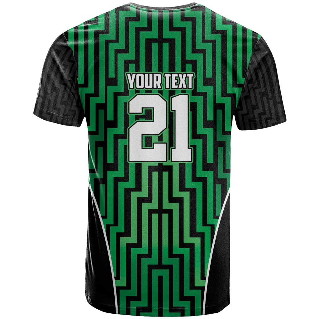 Custom Basketball New Zealand T Shirt Green Maori Ta Moko Indigenous - Polynesian Pride
