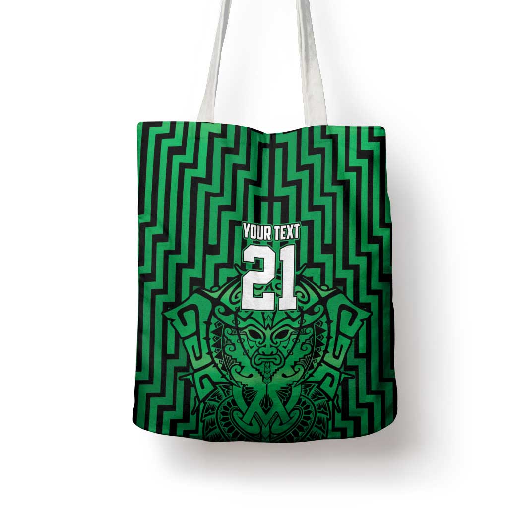 Custom Basketball New Zealand Tote Bag Green Maori Ta Moko Indigenous LT9 - Polynesian Pride