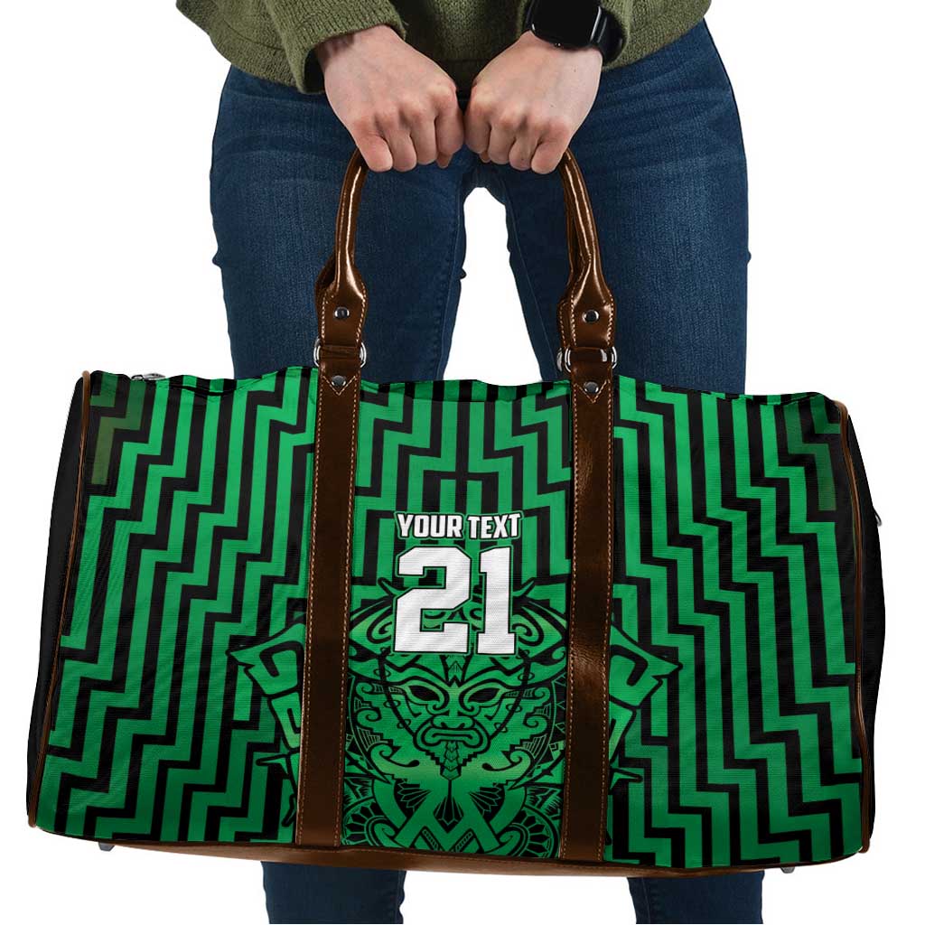 Custom Basketball New Zealand Travel Bag Green Maori Ta Moko Indigenous - Polynesian Pride