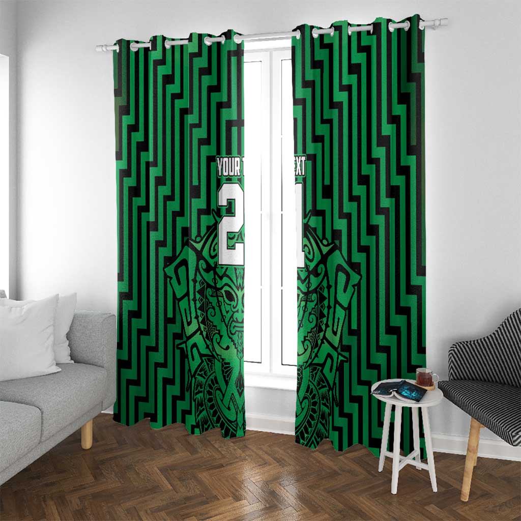Custom Basketball New Zealand Window Curtain Green Maori Ta Moko Indigenous - Polynesian Pride