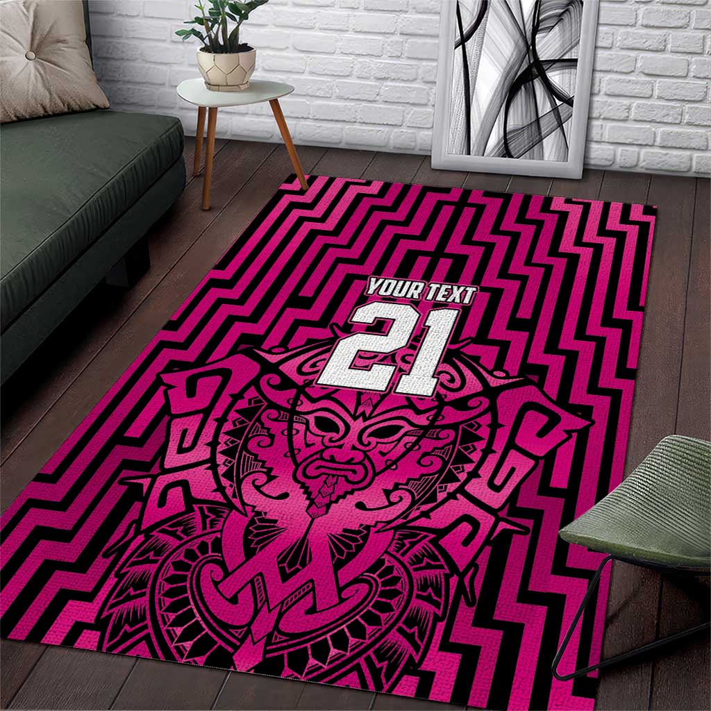 Custom Basketball New Zealand Area Rug Pink Maori Ta Moko Indigenous - Polynesian Pride