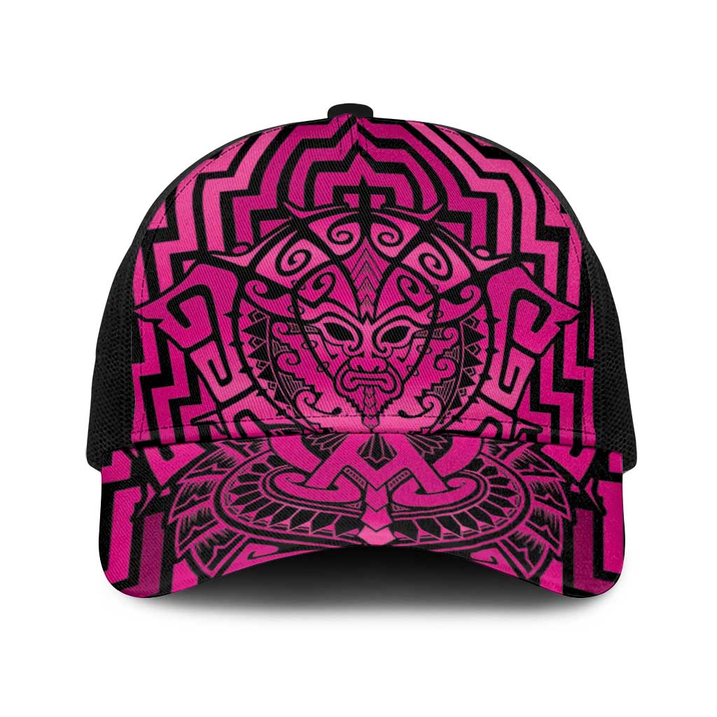 Basketball New Zealand Baseball Net Cap Pink Maori Ta Moko Indigenous - Polynesian Pride