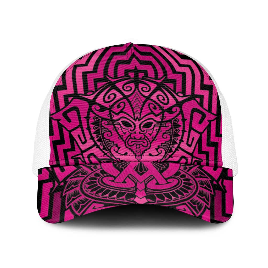 Basketball New Zealand Baseball Net Cap Pink Maori Ta Moko Indigenous - Polynesian Pride