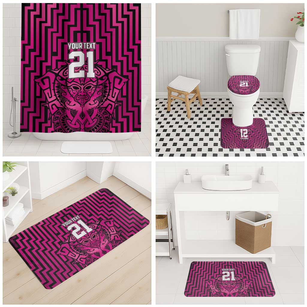 Custom Basketball New Zealand Bathroom Set Pink Maori Ta Moko Indigenous - Polynesian Pride