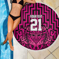 Custom Basketball New Zealand Beach Blanket Pink Maori Ta Moko Indigenous LT9 - Polynesian Pride