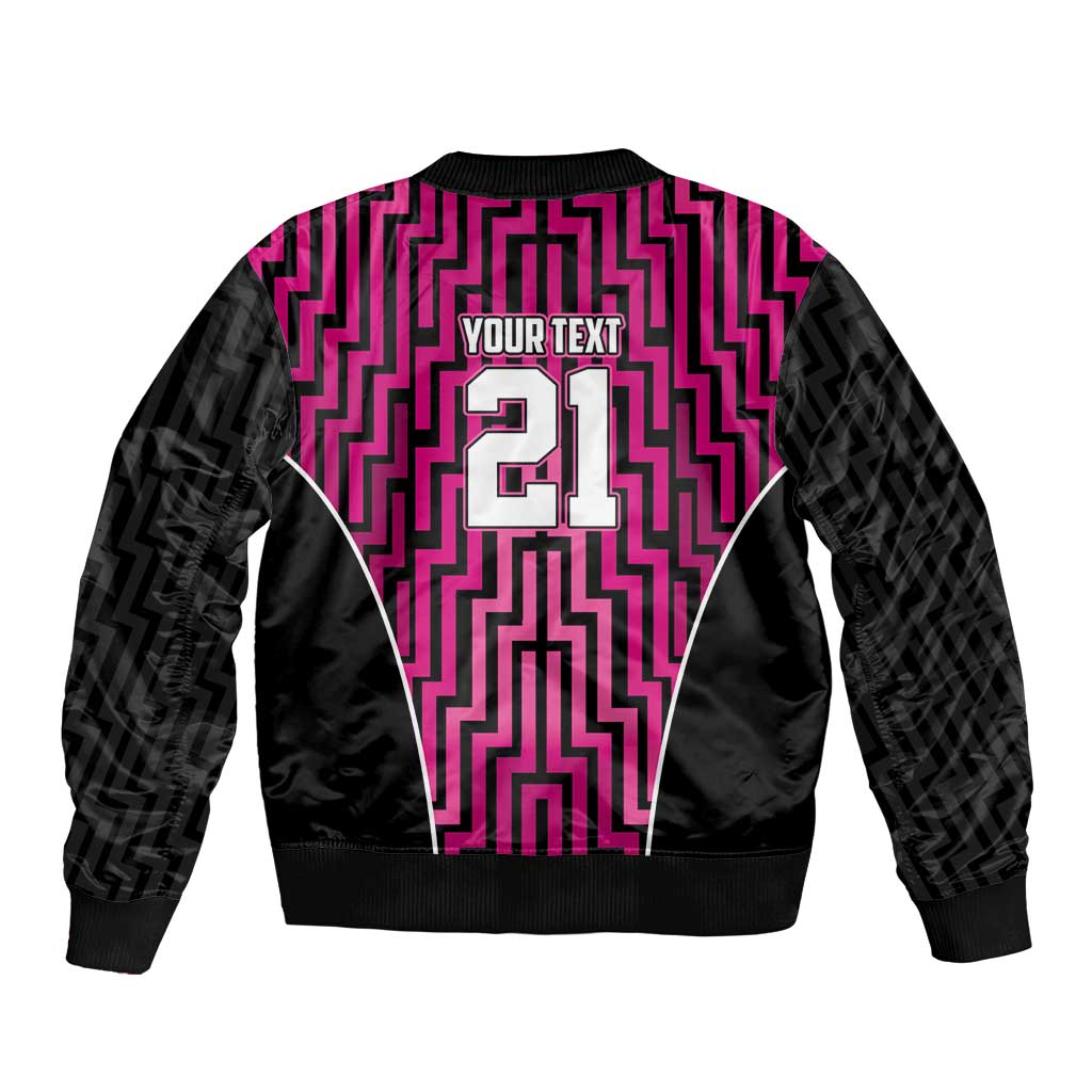 Custom Basketball New Zealand Bomber Jacket Pink Maori Ta Moko Indigenous - Polynesian Pride