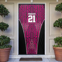 Custom Basketball New Zealand Door Cover Pink Maori Ta Moko Indigenous - Polynesian Pride