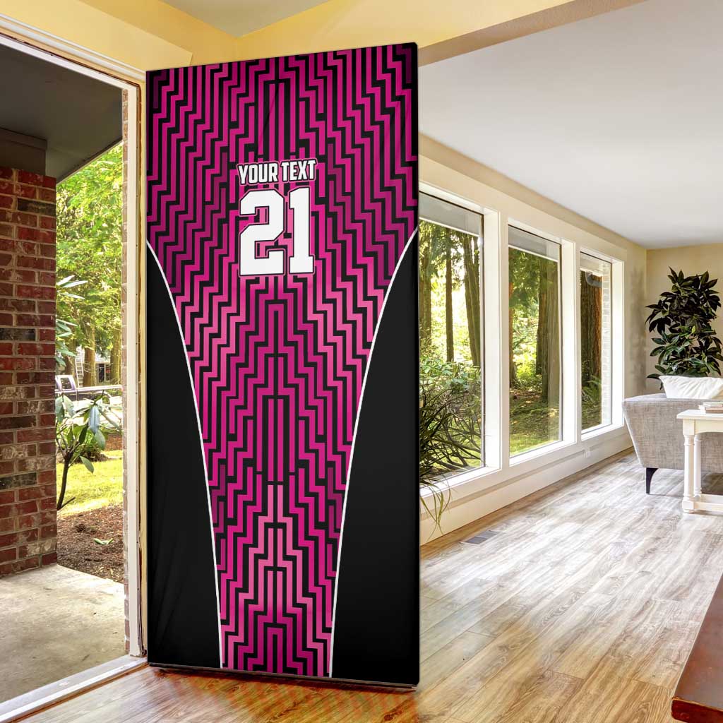 Custom Basketball New Zealand Door Cover Pink Maori Ta Moko Indigenous - Polynesian Pride