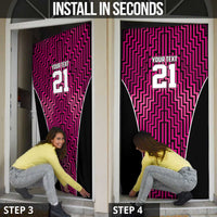 Custom Basketball New Zealand Door Cover Pink Maori Ta Moko Indigenous - Polynesian Pride