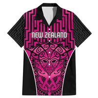Custom Basketball New Zealand Family Matching Mermaid Dress and Hawaiian Shirt Pink Maori Ta Moko Indigenous - Polynesian Pride