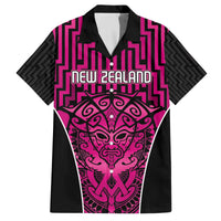 Custom Basketball New Zealand Family Matching Off The Shoulder Long Sleeve Dress and Hawaiian Shirt Pink Maori Ta Moko Indigenous - Polynesian Pride