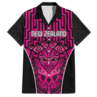 Custom Basketball New Zealand Family Matching Off Shoulder Maxi Dress and Hawaiian Shirt Pink Maori Ta Moko Indigenous - Polynesian Pride