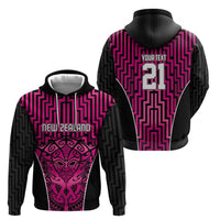 Custom Basketball New Zealand Hoodie Pink Maori Ta Moko Indigenous - Polynesian Pride