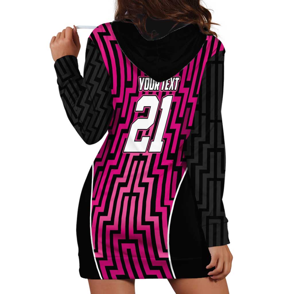 Custom Basketball New Zealand Hoodie Dress Pink Maori Ta Moko Indigenous - Polynesian Pride