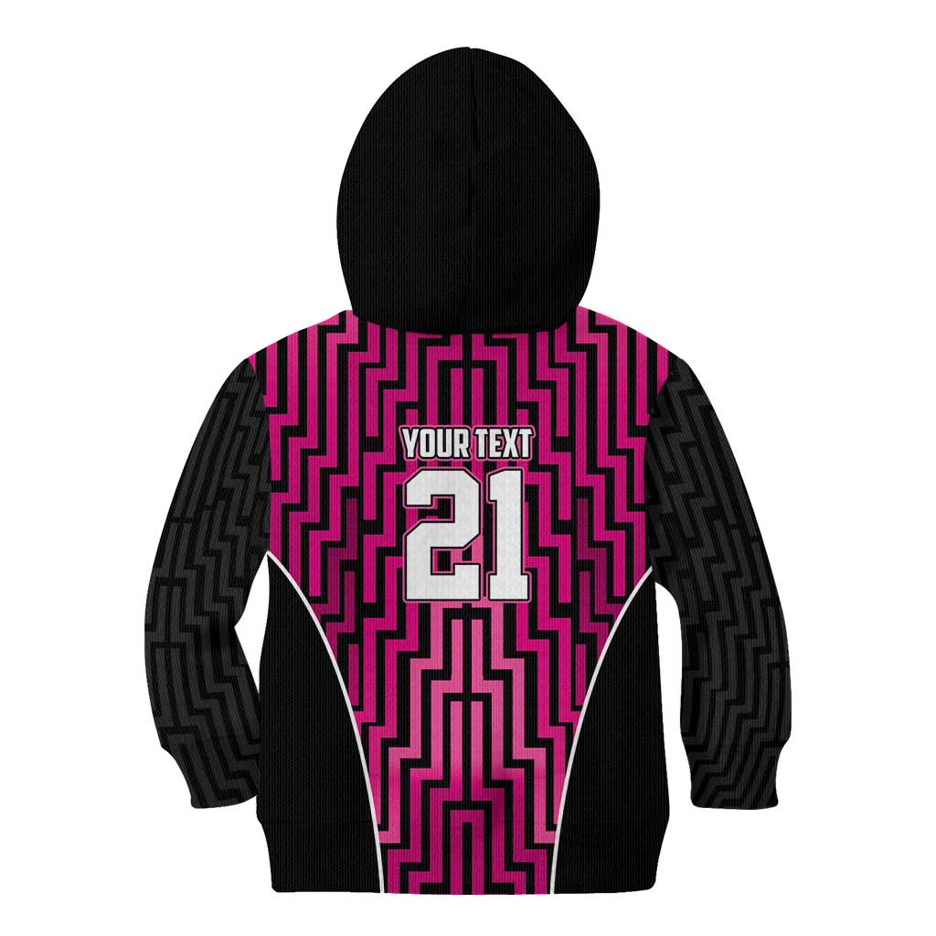 Custom Basketball New Zealand Kid Hoodie Pink Maori Ta Moko Indigenous - Polynesian Pride