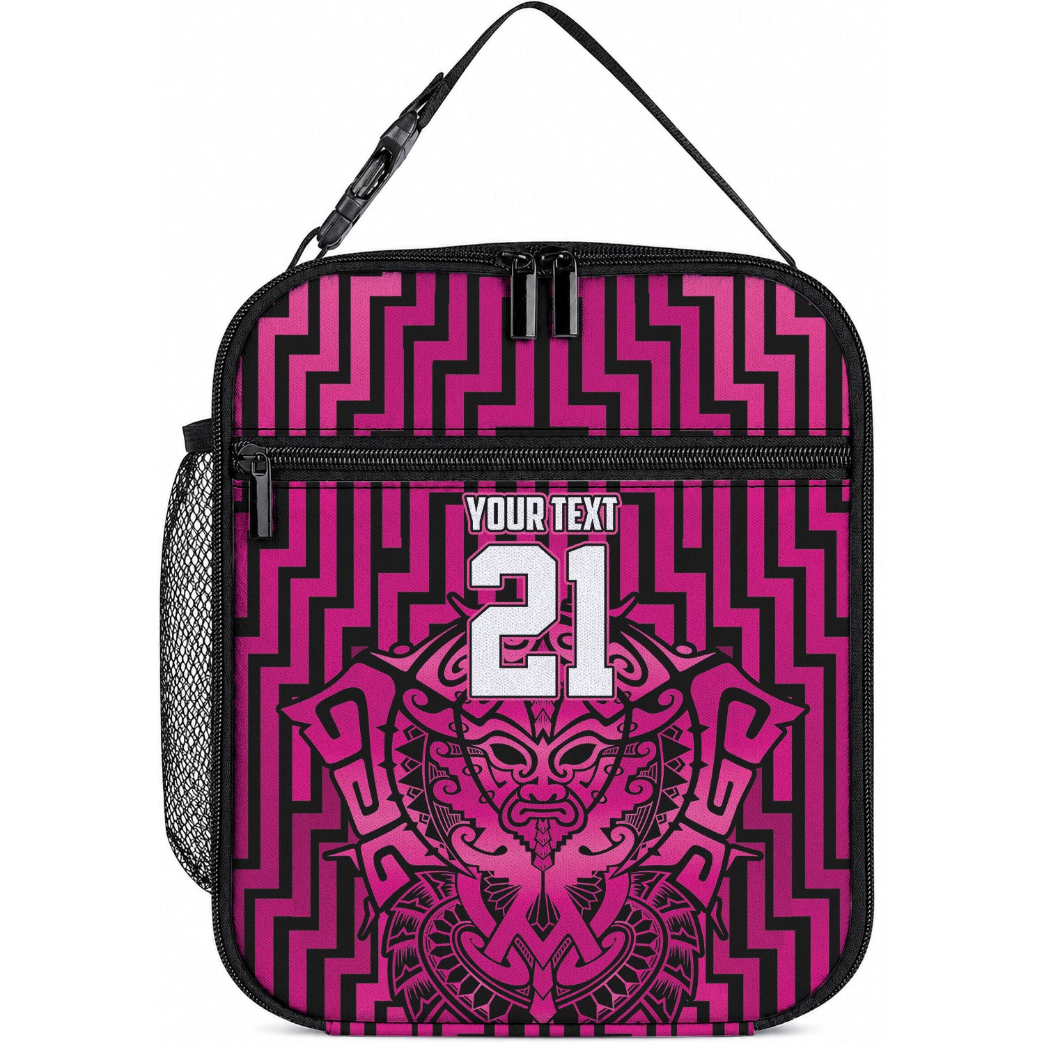 Custom Basketball New Zealand Lunch Bag Pink Maori Ta Moko Indigenous LT9 10.2 × 8.3 × 4.3 inch Pink - Polynesian Pride