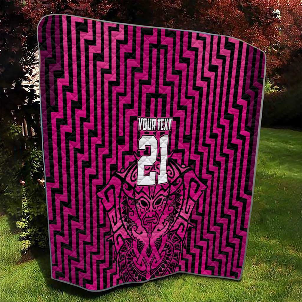 Custom Basketball New Zealand Quilt Pink Maori Ta Moko Indigenous - Polynesian Pride