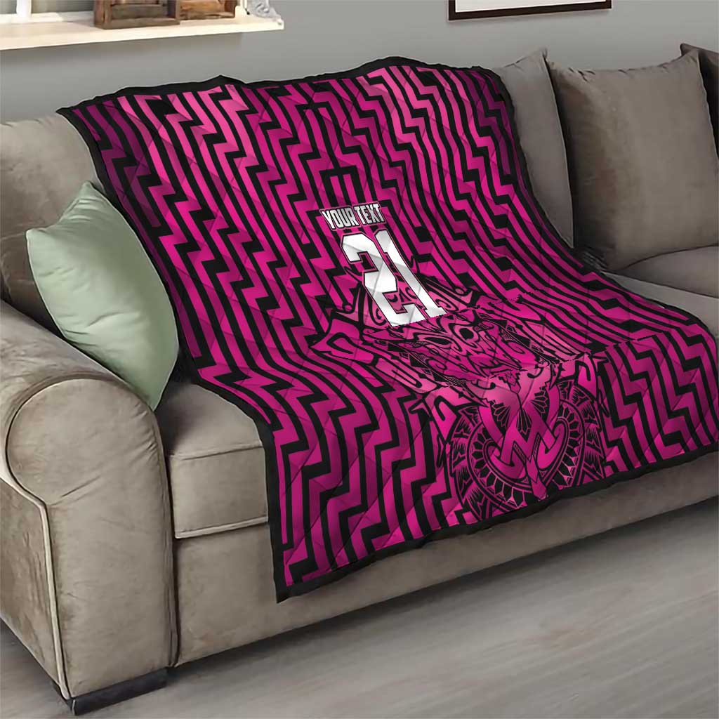 Custom Basketball New Zealand Quilt Pink Maori Ta Moko Indigenous - Polynesian Pride