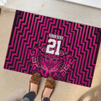 Custom Basketball New Zealand Rubber Doormat Pink Maori Ta Moko Indigenous - Polynesian Pride