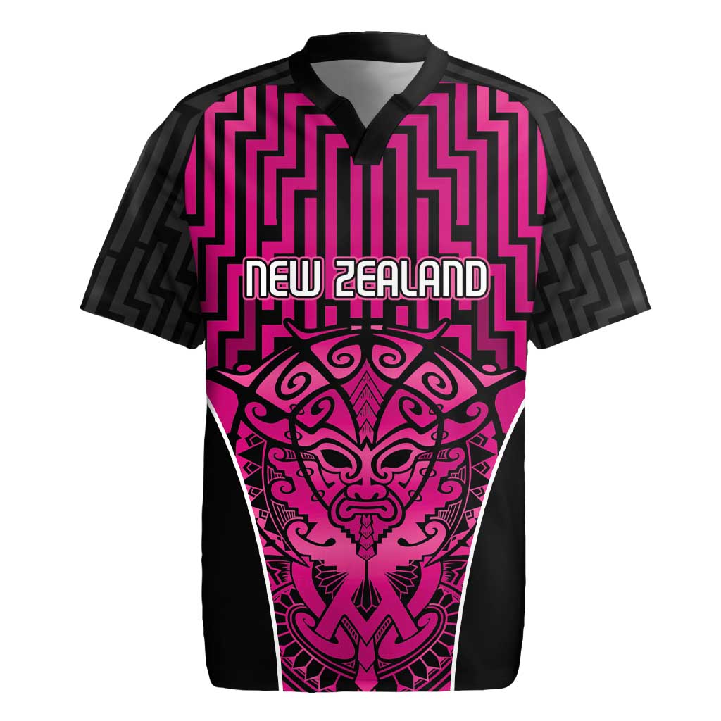Custom Basketball New Zealand Rugby Jersey Pink Maori Ta Moko Indigenous - Polynesian Pride
