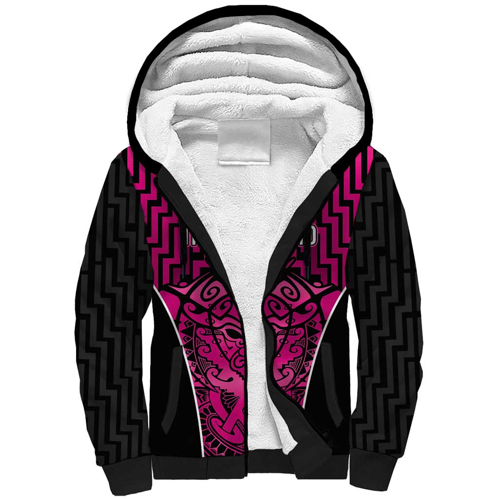 Custom Basketball New Zealand Sherpa Hoodie Pink Maori Ta Moko Indigenous LT9 Unisex Pink - Polynesian Pride