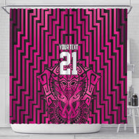 Custom Basketball New Zealand Shower Curtain Pink Maori Ta Moko Indigenous - Polynesian Pride