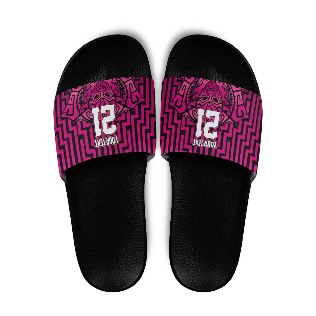 Custom Basketball New Zealand Slide Sandals Pink Maori Ta Moko Indigenous - Polynesian Pride