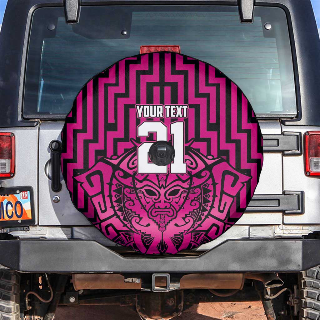 Custom Basketball New Zealand Spare Tire Cover Pink Maori Ta Moko Indigenous - Polynesian Pride
