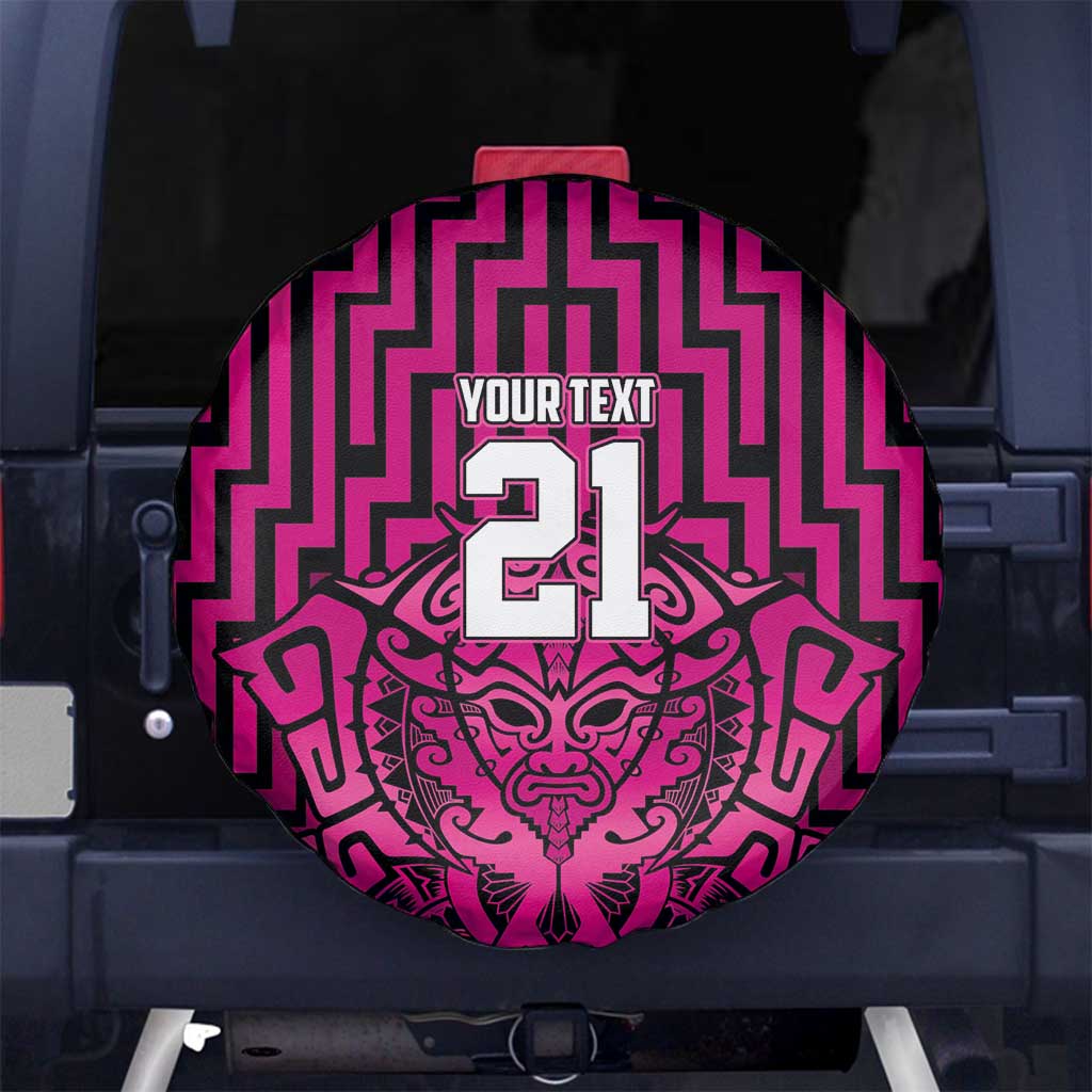 Custom Basketball New Zealand Spare Tire Cover Pink Maori Ta Moko Indigenous - Polynesian Pride