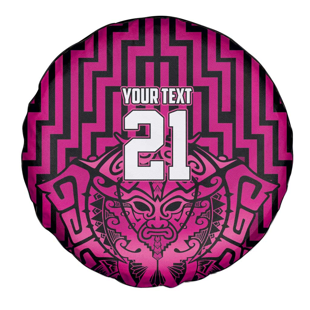 Custom Basketball New Zealand Spare Tire Cover Pink Maori Ta Moko Indigenous - Polynesian Pride