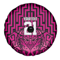 Custom Basketball New Zealand Spare Tire Cover Pink Maori Ta Moko Indigenous - Polynesian Pride