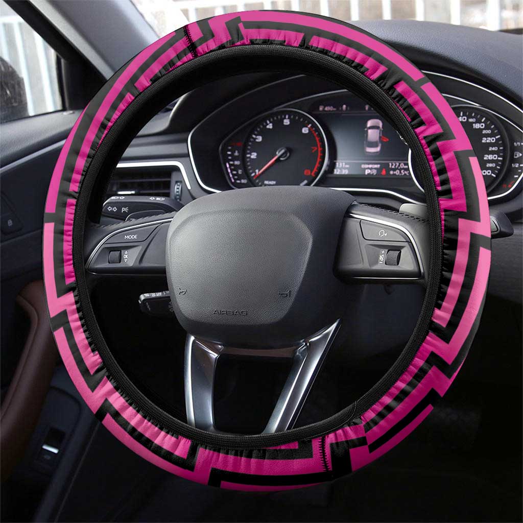 Basketball New Zealand Steering Wheel Cover Pink Maori Ta Moko Indigenous - Polynesian Pride