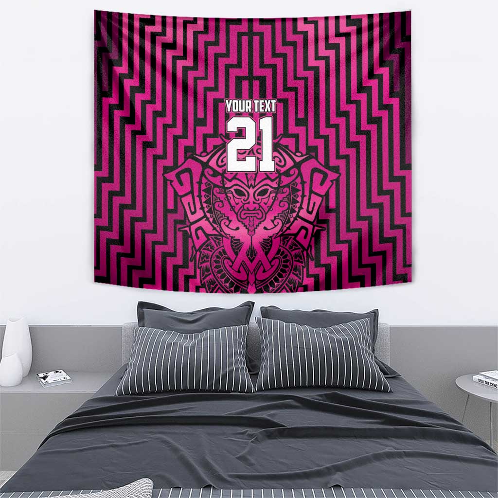 Custom Basketball New Zealand Tapestry Pink Maori Ta Moko Indigenous - Polynesian Pride