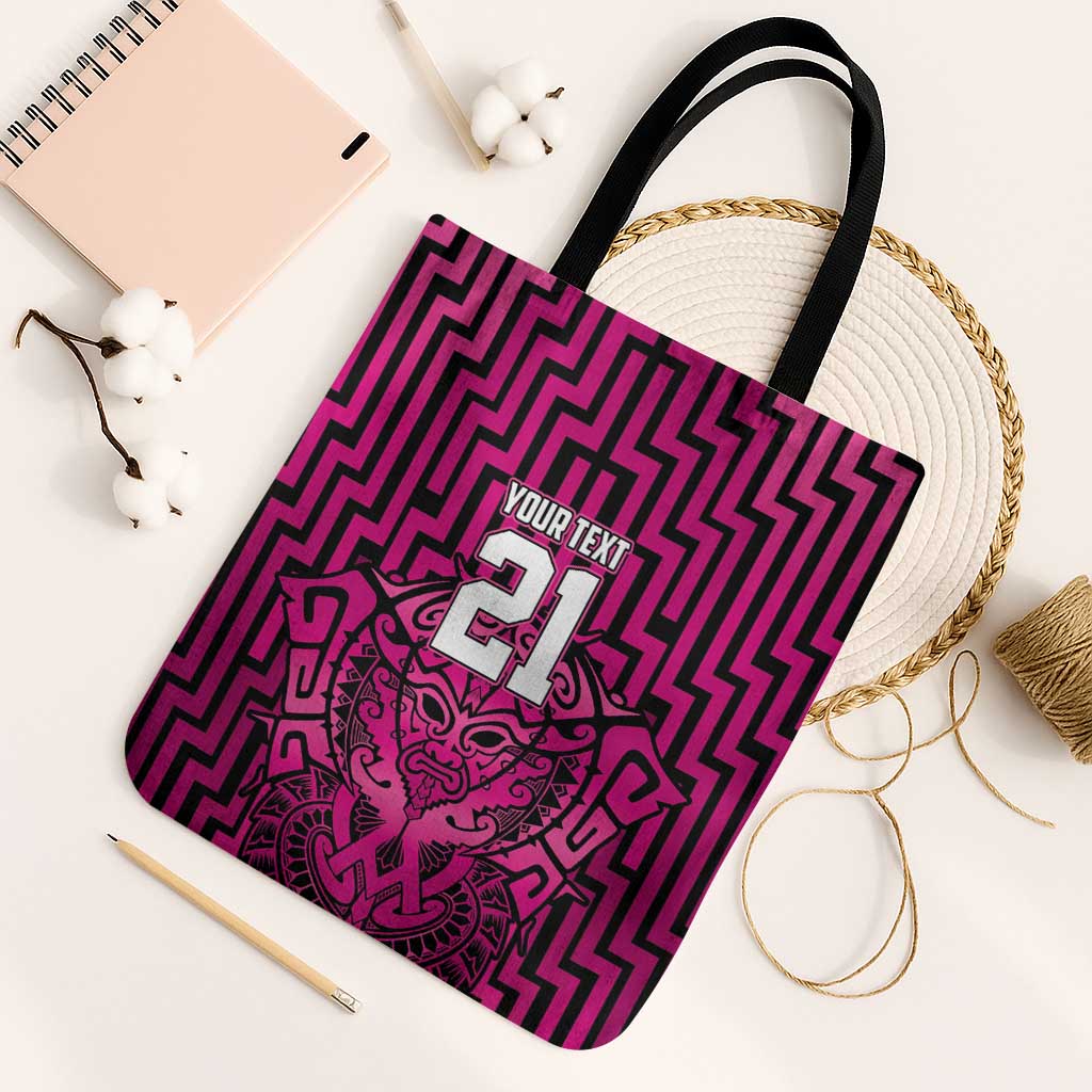 Custom Basketball New Zealand Tote Bag Pink Maori Ta Moko Indigenous LT9 Black Strap One Size Pink - Polynesian Pride
