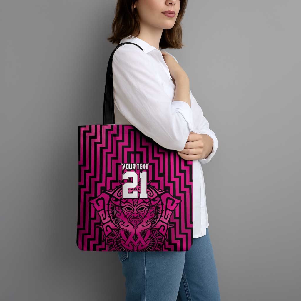 Custom Basketball New Zealand Tote Bag Pink Maori Ta Moko Indigenous LT9 - Polynesian Pride