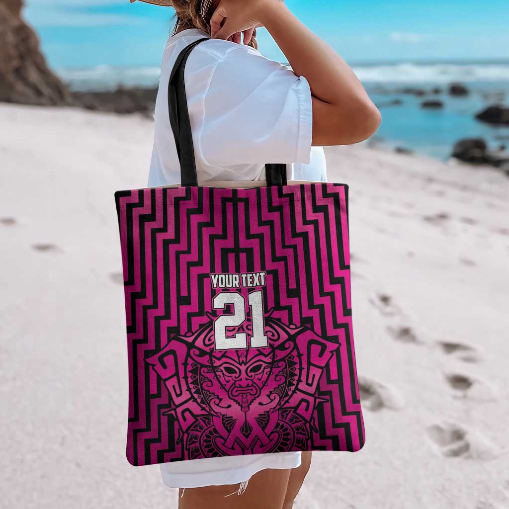 Custom Basketball New Zealand Tote Bag Pink Maori Ta Moko Indigenous LT9 - Polynesian Pride
