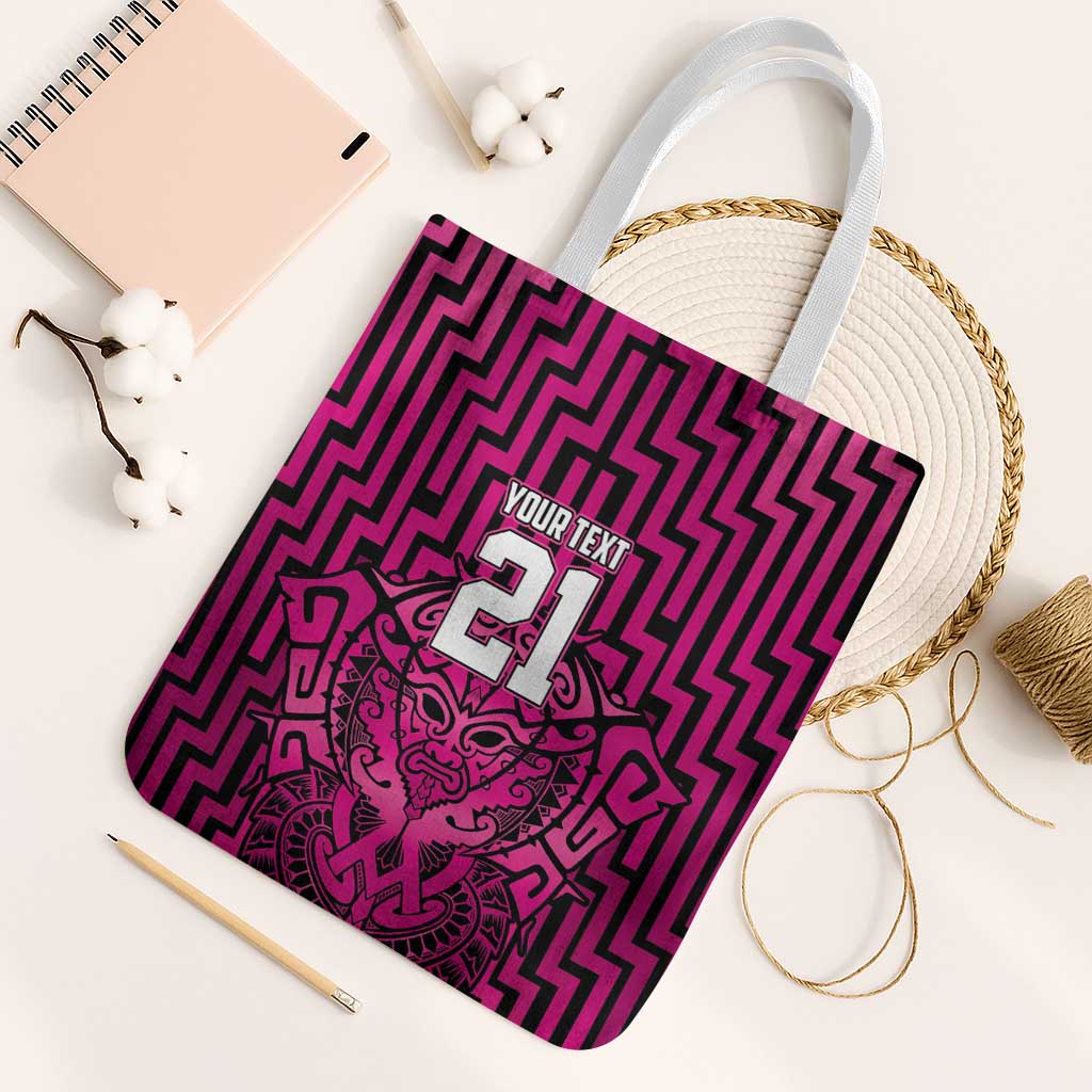 Custom Basketball New Zealand Tote Bag Pink Maori Ta Moko Indigenous LT9 White Strap One Size Pink - Polynesian Pride
