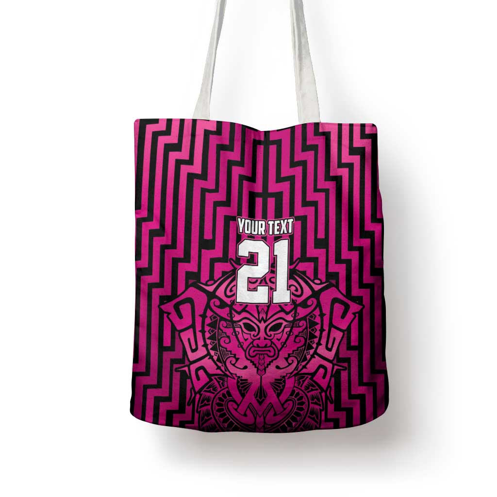 Custom Basketball New Zealand Tote Bag Pink Maori Ta Moko Indigenous LT9 - Polynesian Pride