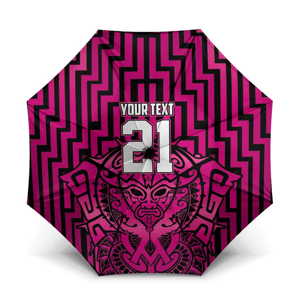 Custom Basketball New Zealand Umbrella Pink Maori Ta Moko Indigenous - Polynesian Pride