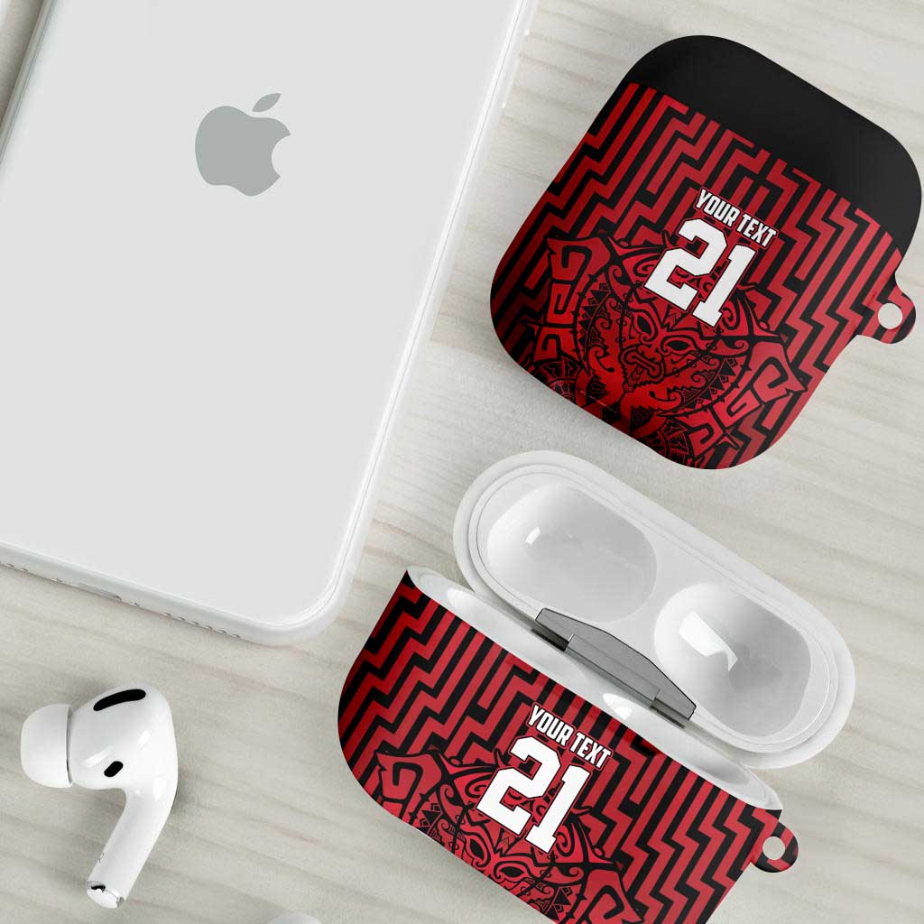 Custom Basketball New Zealand AirPods Case Red Maori Ta Moko Indigenous - Polynesian Pride