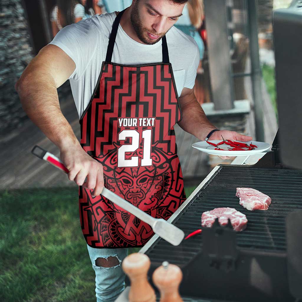 Custom Basketball New Zealand Apron Red Maori Ta Moko Indigenous - Polynesian Pride