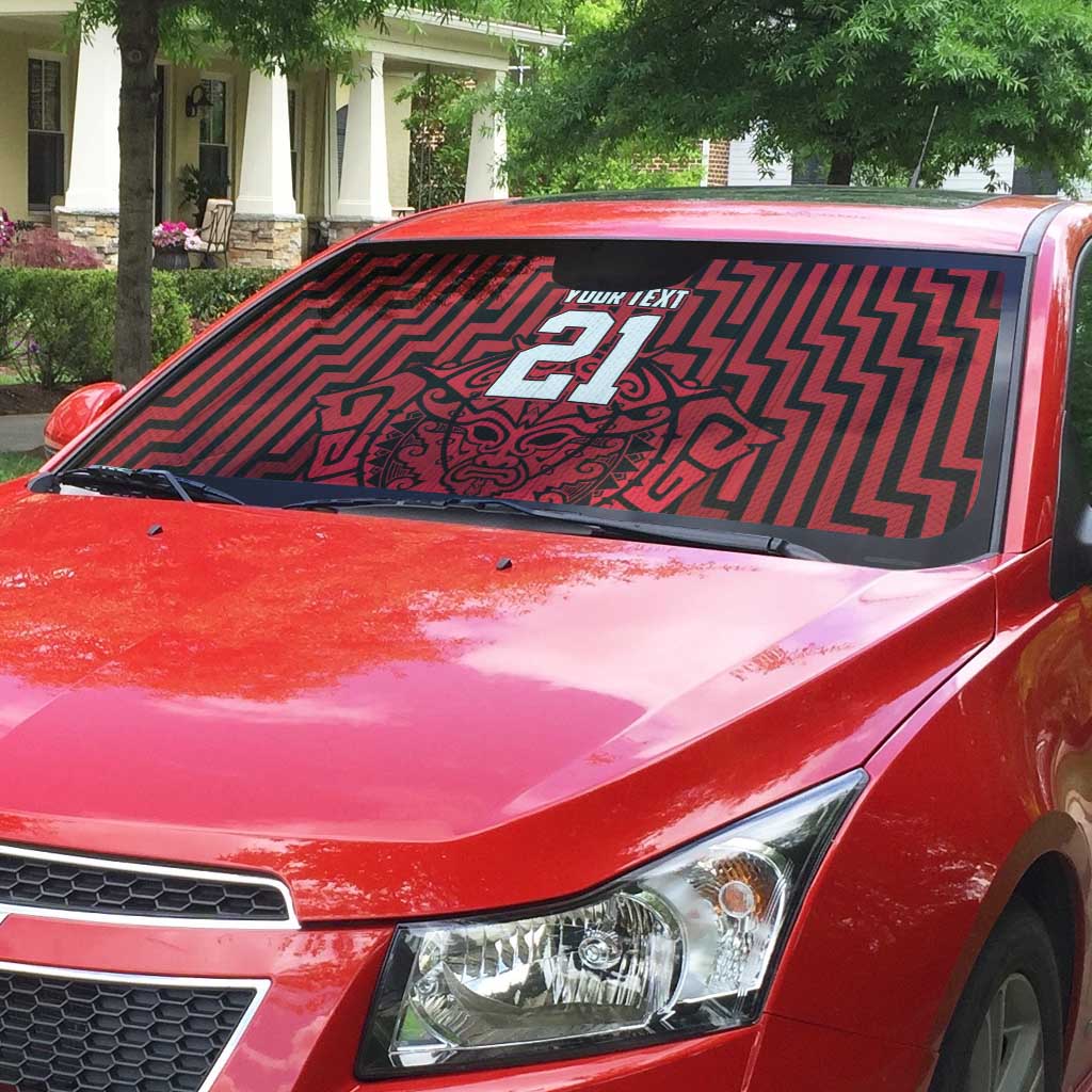 Custom Basketball New Zealand Auto Sun Shade Red Maori Ta Moko Indigenous - Polynesian Pride