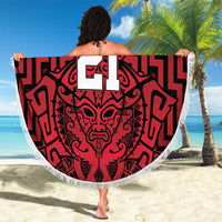 Custom Basketball New Zealand Beach Blanket Red Maori Ta Moko Indigenous LT9 - Polynesian Pride